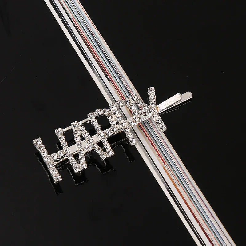 Simple Letter Rhinestone Hairpins Women Hair Clips Pins Barrettes Accessories For Women Girls Hair Hairclip Hairgrip Headdress
