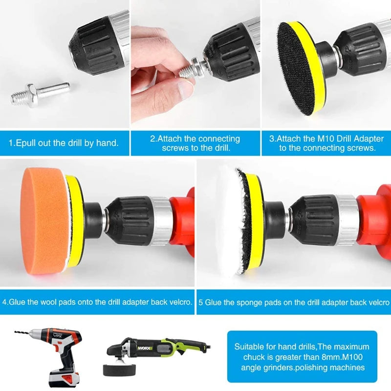 Car Polishing Sponge Pads Kit Foam Pad Buffer Kit Polishing Machine Wax Pads for Auto lifestyle view