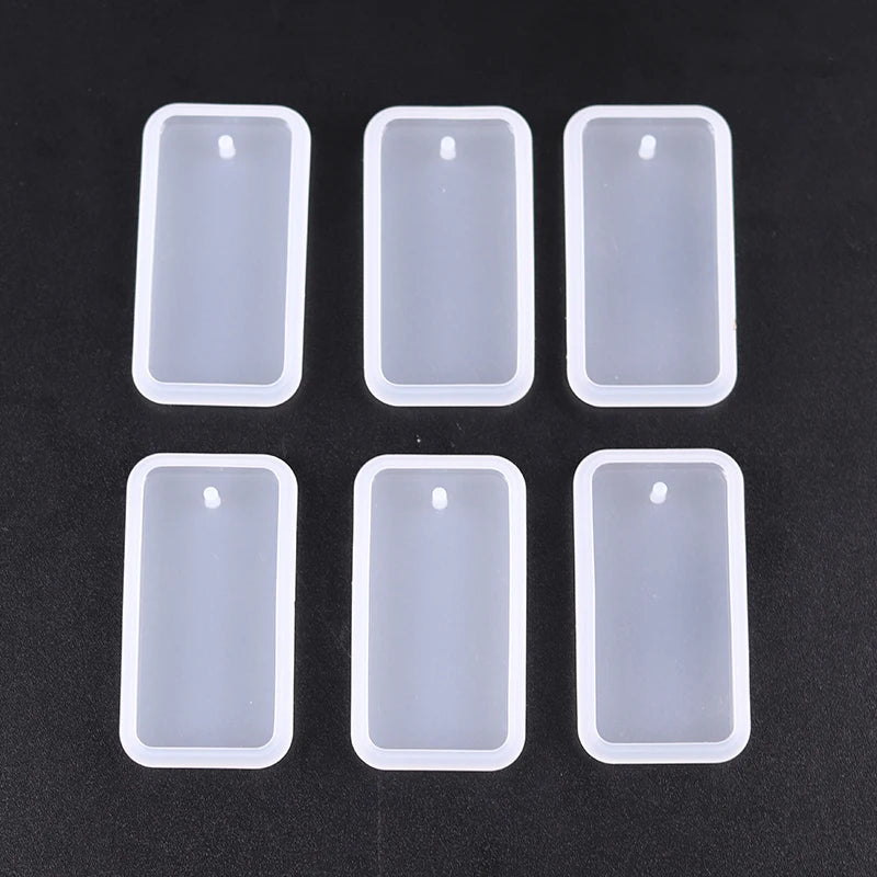1/6/10pcs DIY Keychain Pendant Silicone Mold Set Crystal Epoxy Resin Mold Round Recta alternate view