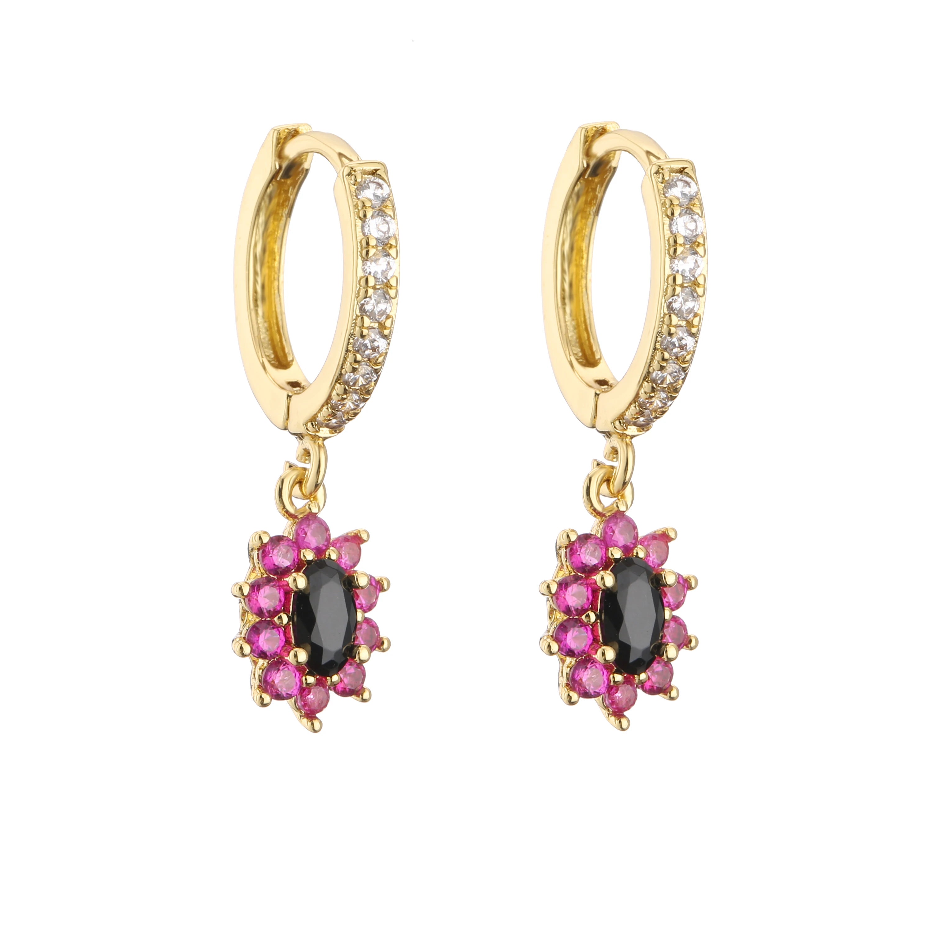 Cubic Zirconia Hoop Earrings | Classic Dazzling Stud Earrings for Women additional angle