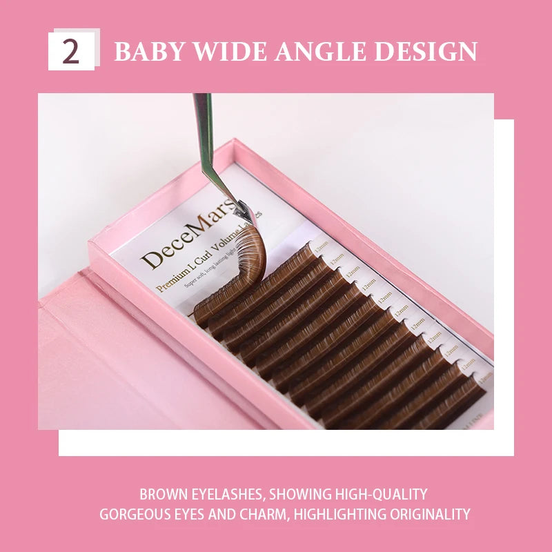 DeceMars L Shaped Mink Eyelash Extensions | Professional Grafting Lashes 8-15mm additional angle