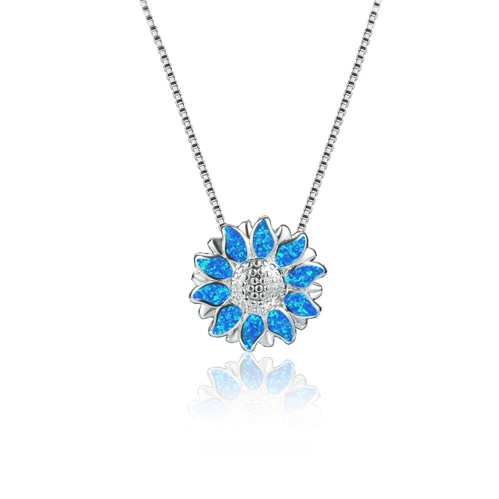 Fashion Sun Flower Pendant Necklace For Women Charm Rose Gold Color Crystal Zircon Imi close-up view