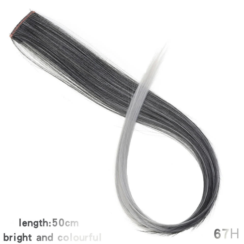 Clip In Rainbow Highlight Hair Extensions | Pink Synthetic Hair Strands detail view
