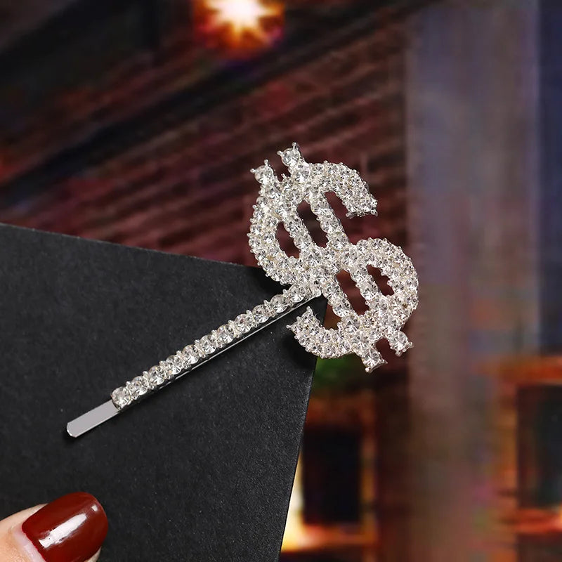 Simple Letter Rhinestone Hairpins Women Hair Clips Pins Barrettes Accessories For W additional angle