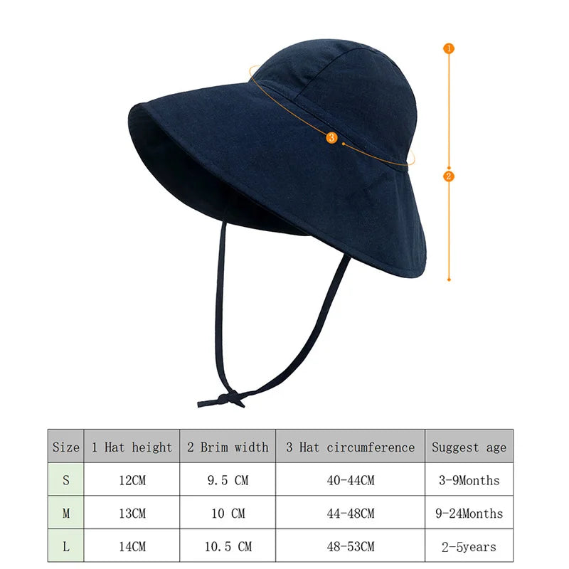 Big Brim Baby Sun Hat | Cotton Linen Kids Bucket Hat for Girls Boys additional angle