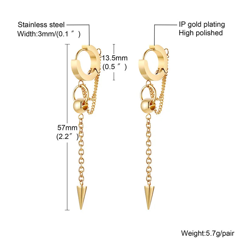 Stainless Steel Cross Double Chain Huggie Hoops Earring Pair for Men Women Earrings alternate view