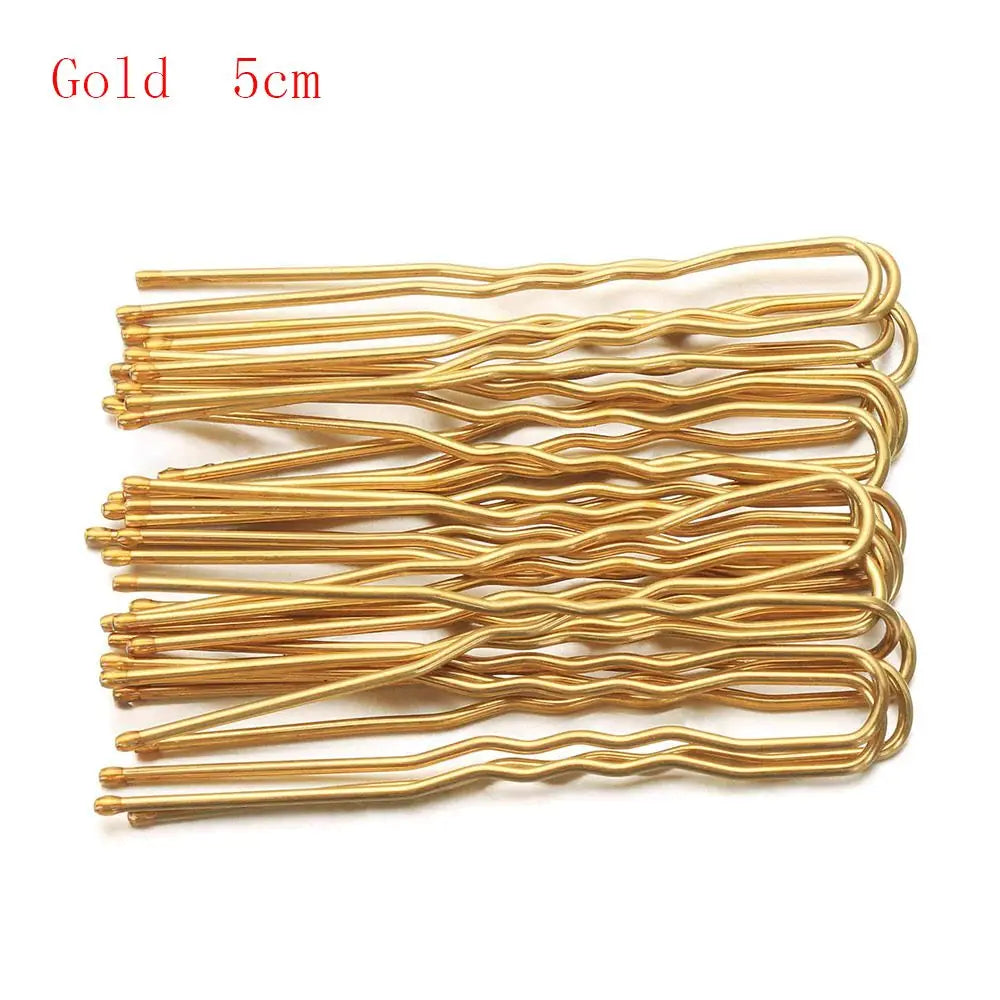20PCS 5/7cm U Shaped Hairpin Gold Bridal Hairstyle Tool Alloy Gifts Barrette Hair Cli alternate view