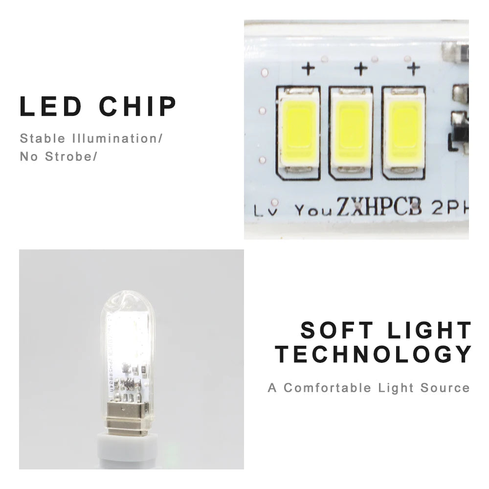 Portable USB LED Book Light | Touch Switch Reading Lamp close-up view