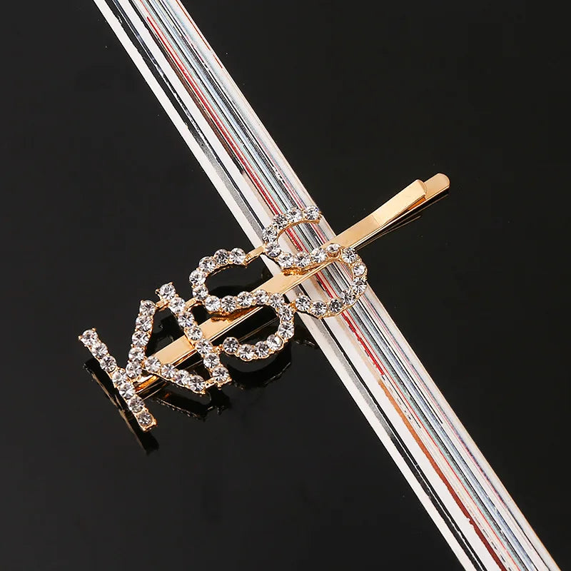 Simple Letter Rhinestone Hairpins Women Hair Clips Pins Barrettes Accessories For Women Girls Hair Hairclip Hairgrip Headdress