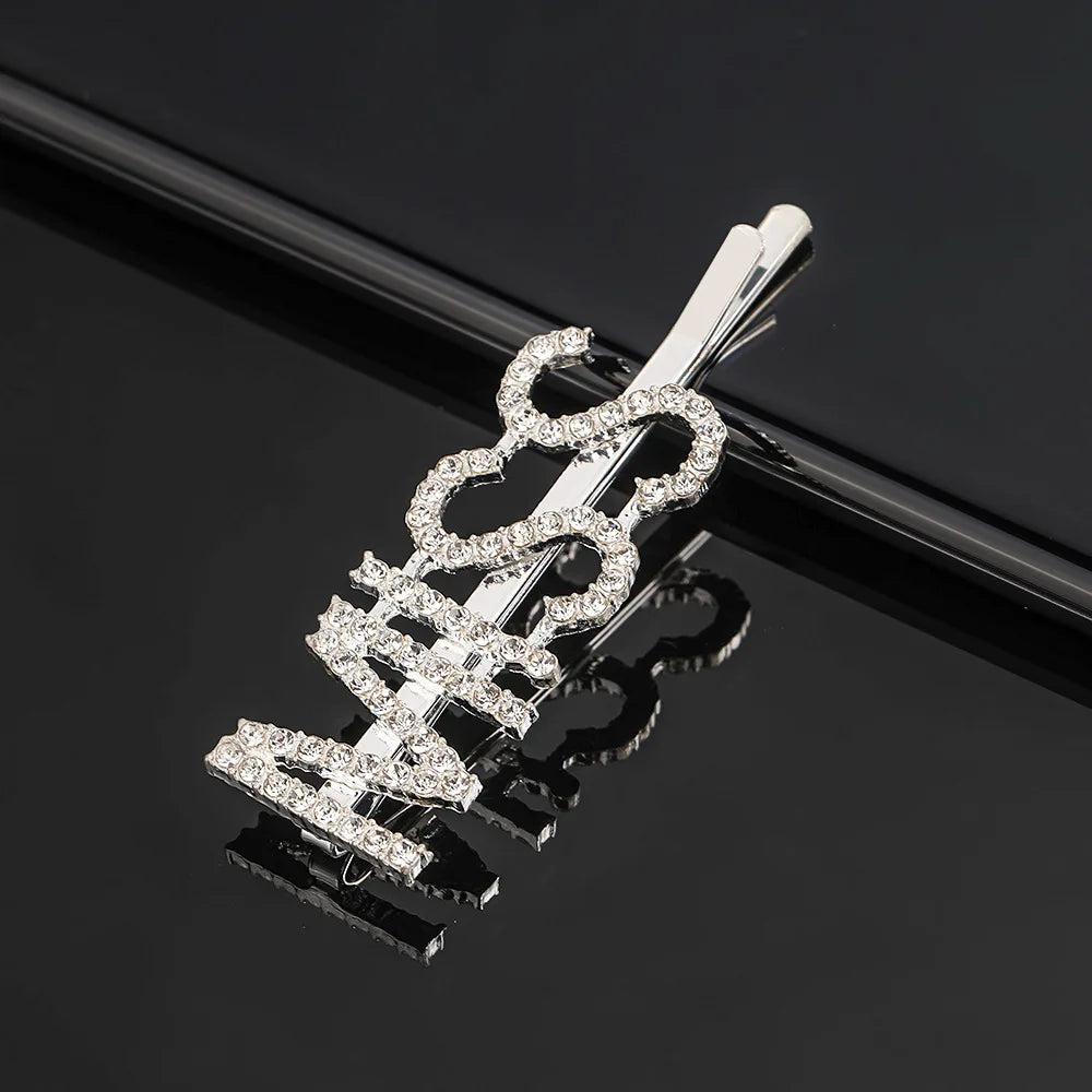 Simple Letter Rhinestone Hairpins Women Hair Clips Pins Barrettes Accessories For Women Girls Hair Hairclip Hairgrip Headdress