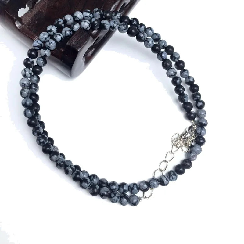 4mm Natural Stone Beaded Necklace and Bracelet Set | Tiger Eye Tourmaline Amazonite Agat detail view