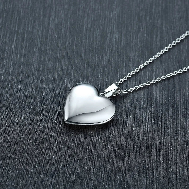 Delicate Floral Oval Heart Locket Pendant Necklaces for Women,Stainless Steel Photo F lifestyle view