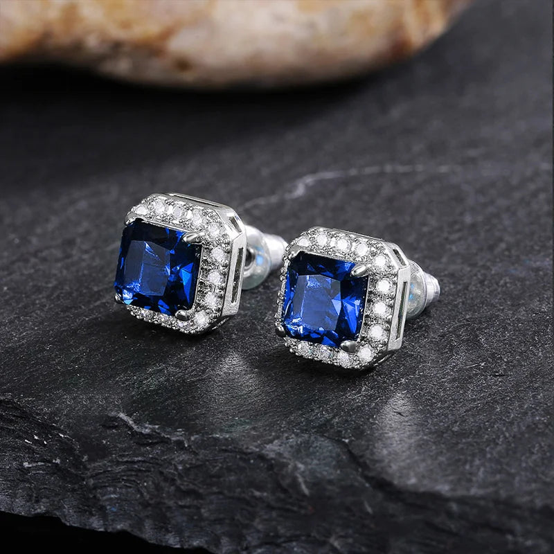 Huitan Rectangle/Square Green Cubic Zircon Stud Earrings Women Elegant Party Accessor alternate view