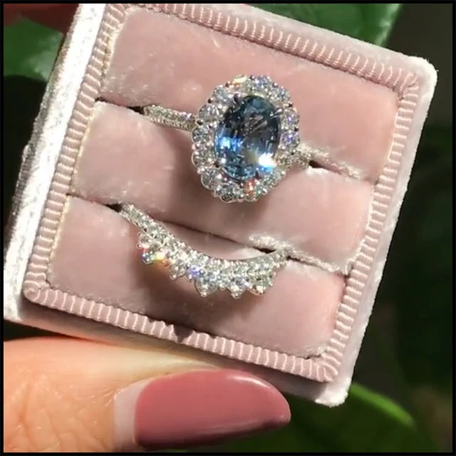 Romantic Vow Sincere Commitment Engagement Rings Exquisite White Drill Fashion Rings Women Wedding Trendy Jewelry Best Gifts