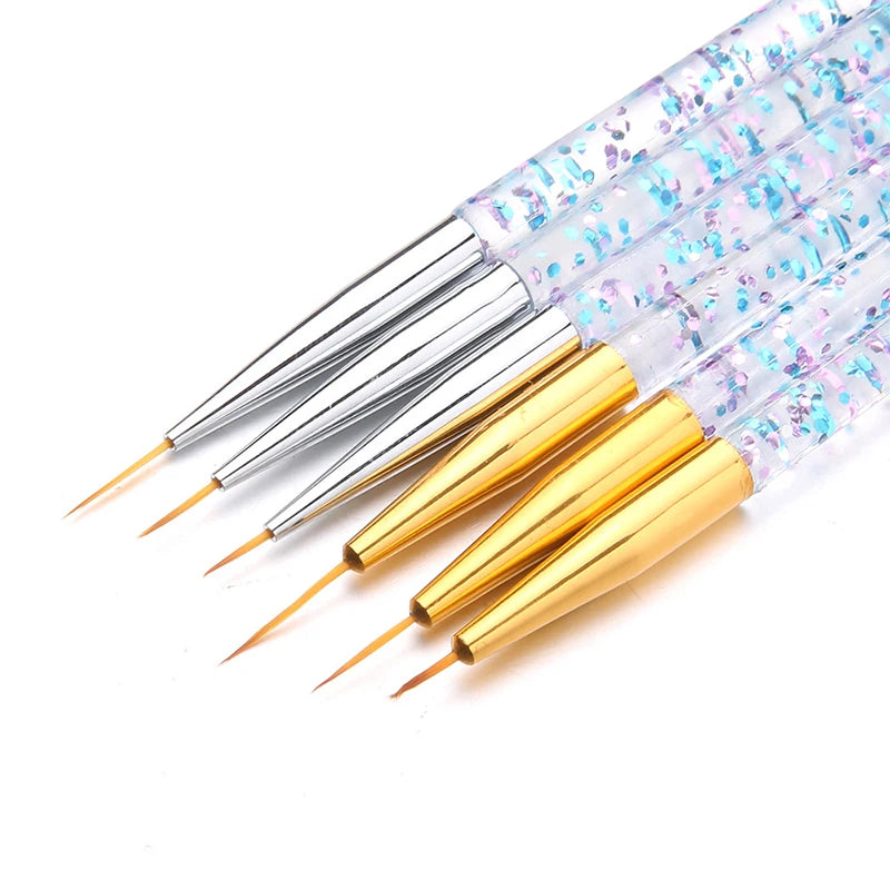 3pcs/Set Acrylic French Stripe Nail Art Line Painting Pen 3D Tips Manicure slim Line lifestyle view