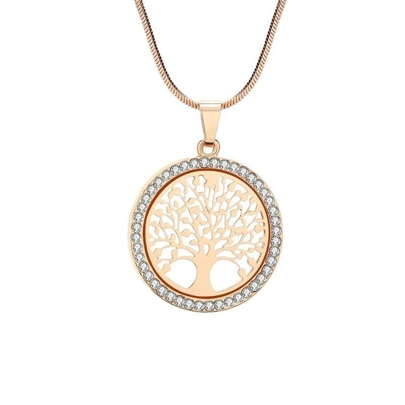 Crystal Zircon Tree of Life Pendant Necklace | Fashion Jewelry for Women detail view