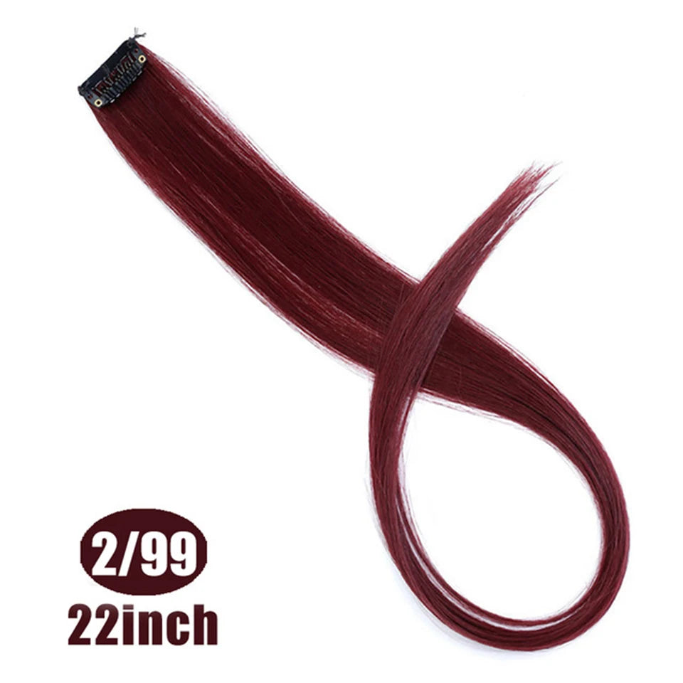 HUAYA Colorful Synthetic Hair Long Straight Hair Strands On Barrettes Clip In Hair Extensions Kanekalons Fake Hair Pins
