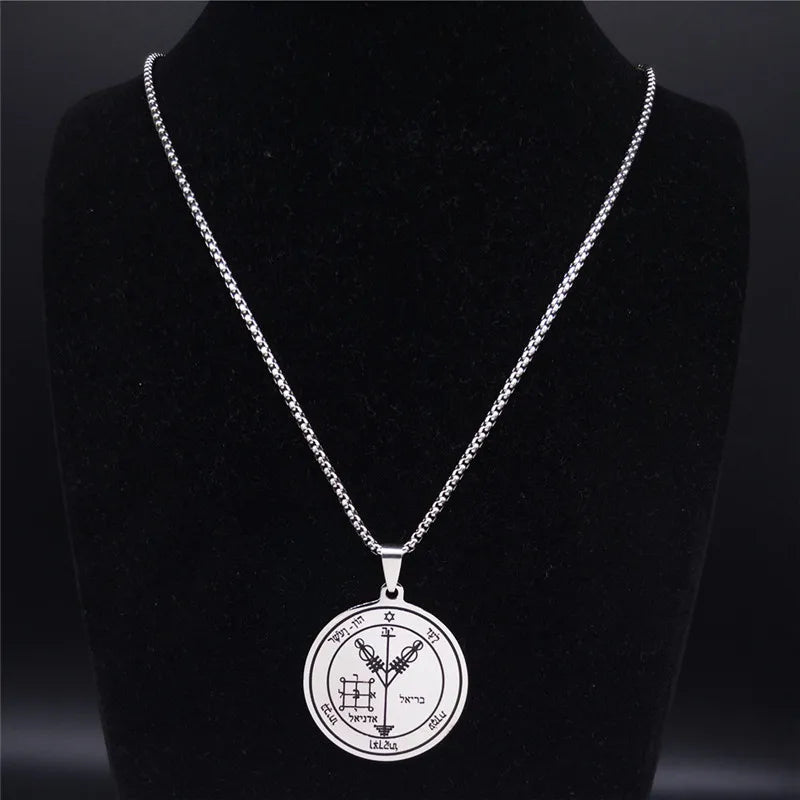 Fourth Pentacle of Jupiter Key of Solomon Stainless Steel Pendant Necklace Men Seals alternate view