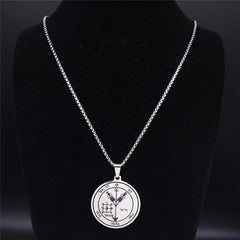 Fourth Pentacle of Jupiter Key of Solomon Stainless Steel Pendant Necklace Men Seals alternate view