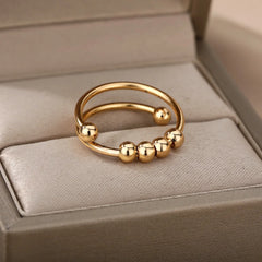 Women Open Spinner Adjustable Finger Ring Stainless Steel Rotating Freely Anti Stress alternate view