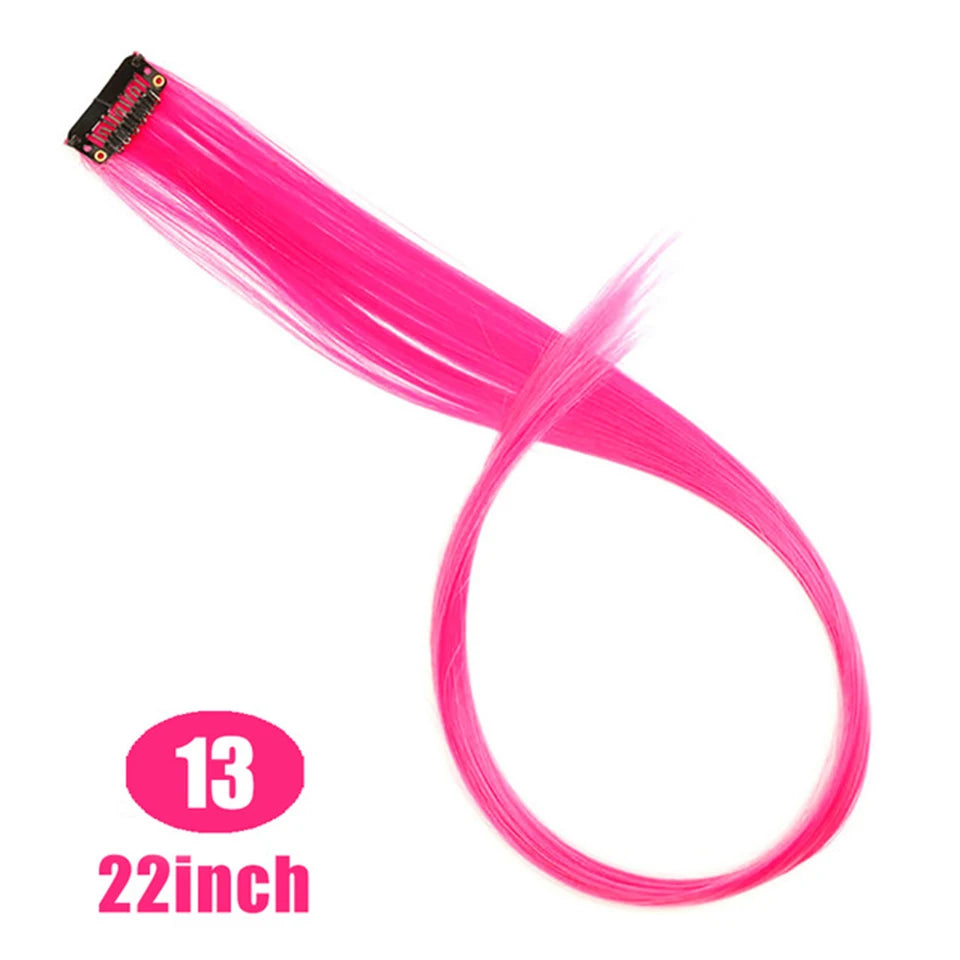 HUAYA Colorful Synthetic Hair Long Straight Hair Strands On Barrettes Clip In Hair Extensions Kanekalons Fake Hair Pins