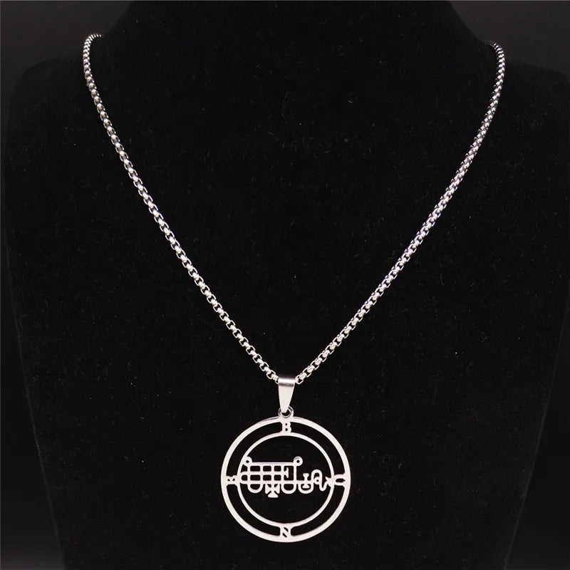 Stainless Steel Demon Seal Chain Necklace for Men Women Silver Color Satan BUNE Neckl alternate view