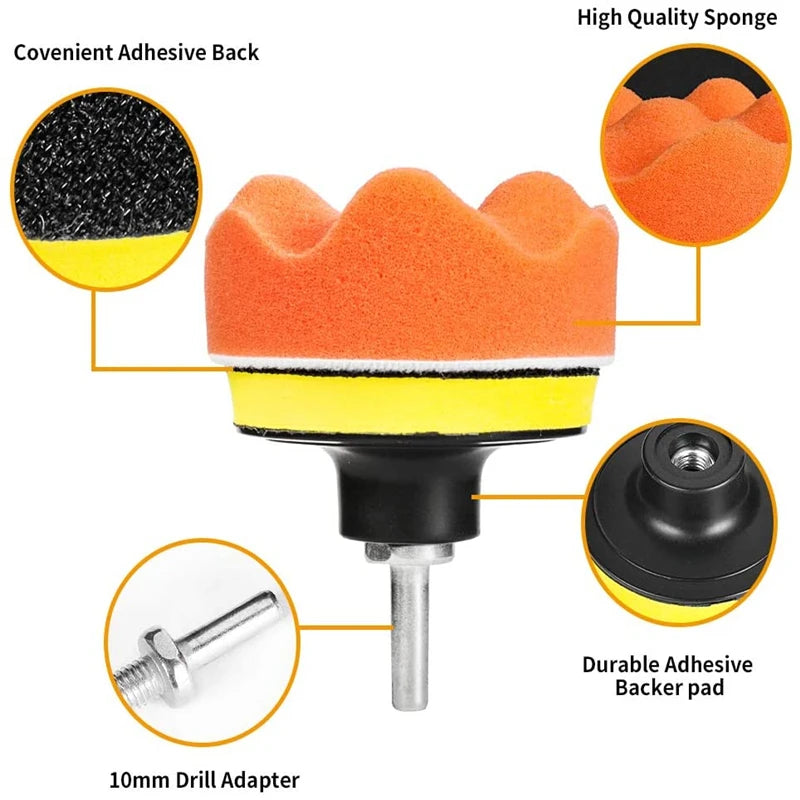 Car Polishing Sponge Pads Kit Foam Pad Buffer Kit Polishing Machine Wax Pads for Auto alternate view