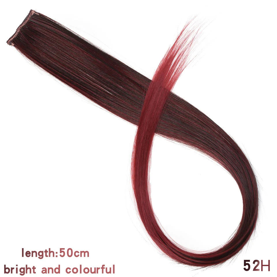 Clip In Rainbow Highlight Hair Extensions | Pink Synthetic Hair Strands alternate view
