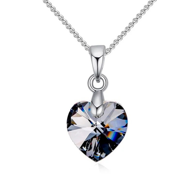 Heart Necklaces Pendant Crystals for Women Girls Gift Silver Chain Girl Jewelry additional angle