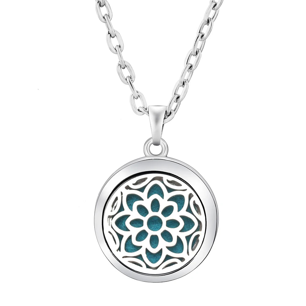 Heart-Shaped Aromatherapy Essential Oil Diffuser Necklace Stainless Steel High Quality close-up view