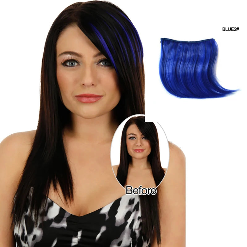 Colorful Clip In Bangs Hair Extensions | High Temperature Fiber Hair Pieces for Women detail view