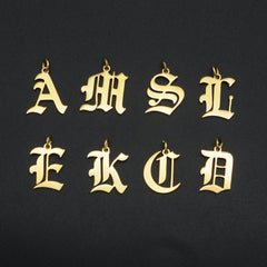 316 Stainless Steel Old English Letter Charms | DIY Alphabet Jewelry Findings for Brac close-up view
