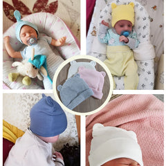 Soft Cotton Newborn Beanie Hat | Unisex Baby Cap for 0-12 Months close-up view