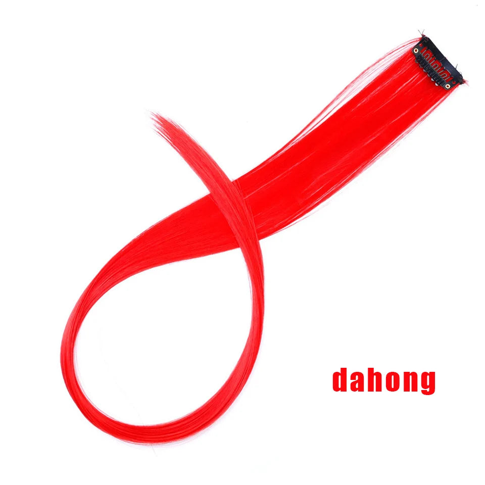 Clip In Rainbow Highlight Hair Extensions | Pink Synthetic Hair Strands alternate view