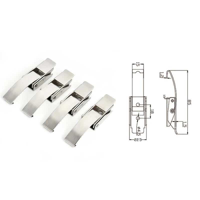 4PC NAIERDI-J105 Cabinet Box Locks Spring Loaded Latch Catch Toggle 27*63 Iron Hasps alternate view