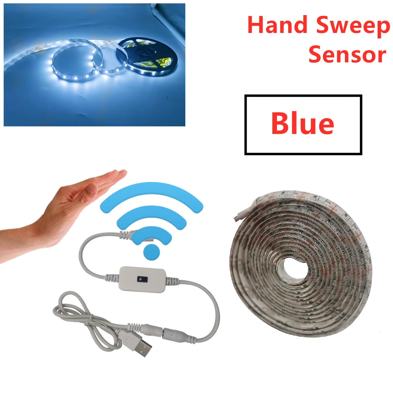 USB Motion Sensor LED Strip Light | Hand Wave Control for TV Kitchen alternate view