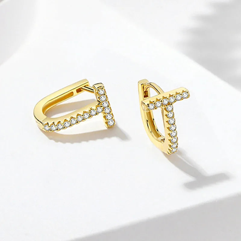 ANENJERY CZ Zircon Circle Hoop Earrings for Women Men Punk Trendy Party Accessories Fa close-up view