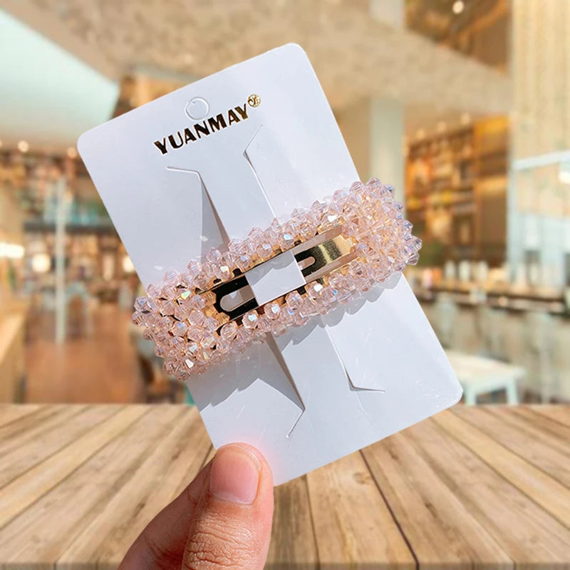 Fashion Women Rhinestone Hair Clips Full Crystal Hairclip Metal Ponytail Holder Hairpins Hair Accessories For Women