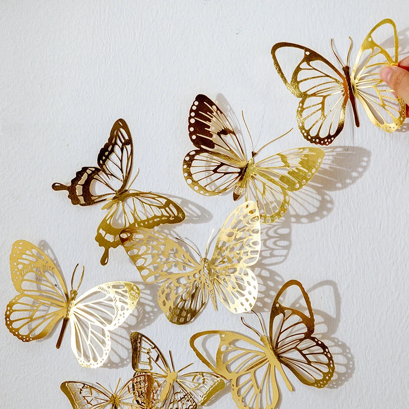 Yoofun 10pcs Vintage Gliding Stickers | Gold Flower Butterfly Lace Scrapbook Paper lifestyle view