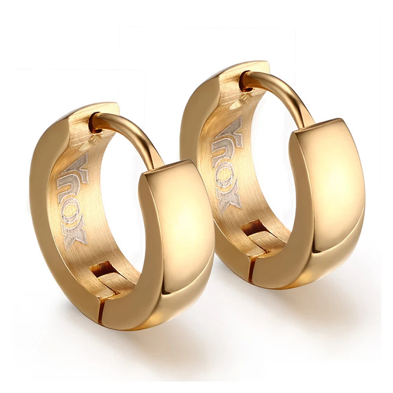 Rock Punk Huggie Earrings | Stainless Steel Unique Small Hoop Earrings for Men and Women detail view