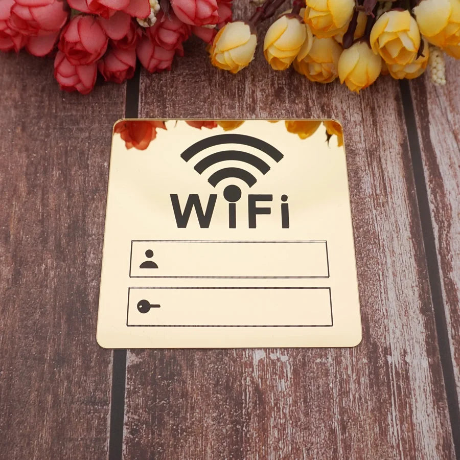 Acrylic Mirror WiFi Sign Sticker | Handwrite Account & Password Notice Board alternate view