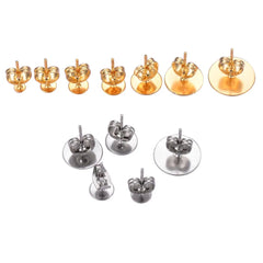 50pcs Stainless Steel 3 4 5 6 8 10 12mm Stud Pin Earring Base Earring Settings DIY For Jewelry Makin