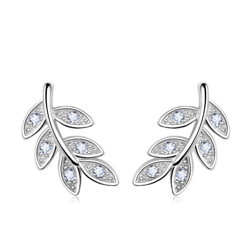 Luxury 925 Sterling Silver Leaf Small Earrings For Women High Quality Fine Jewelry No alternate view
