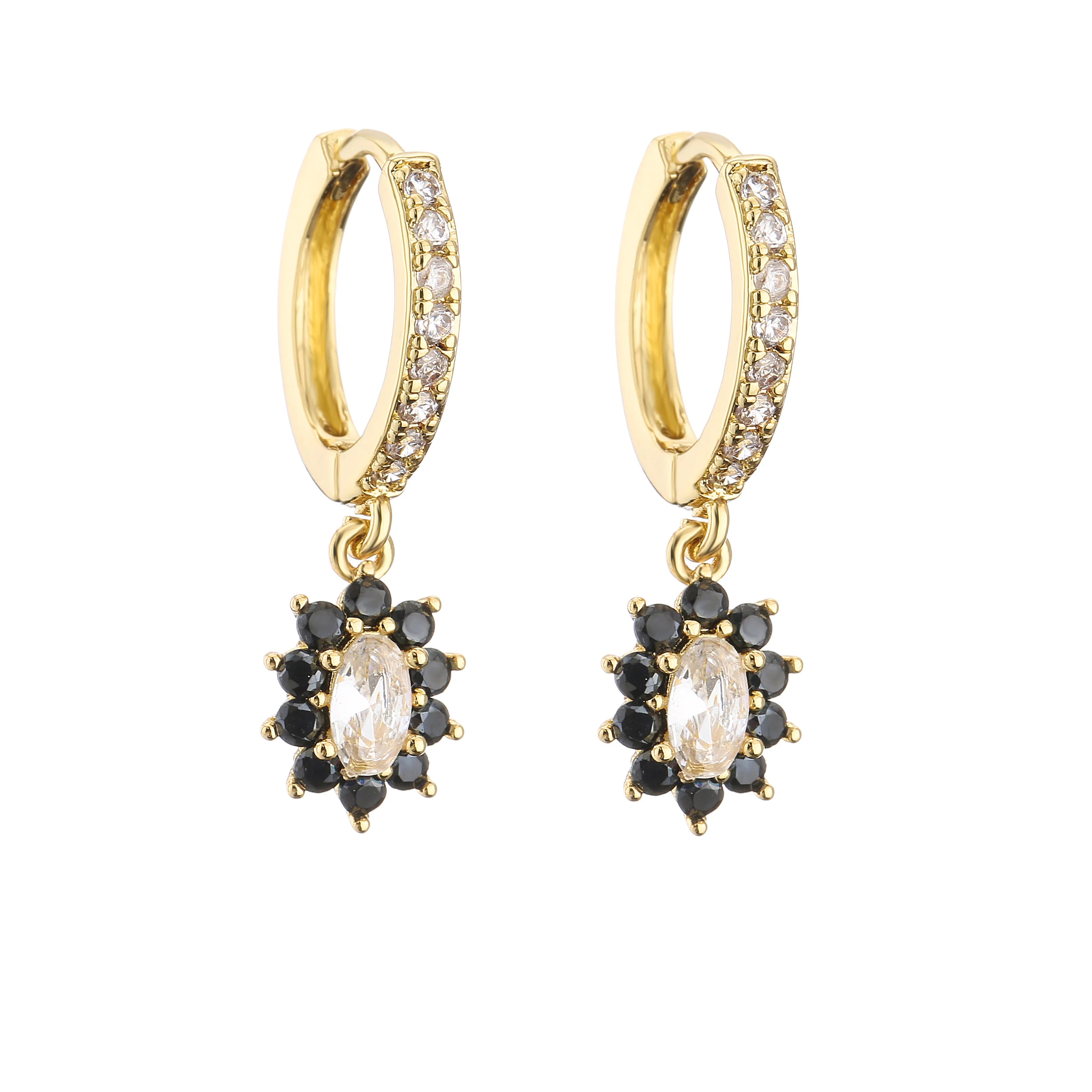 Cubic Zirconia Hoop Earrings | Classic Dazzling Stud Earrings for Women close-up view