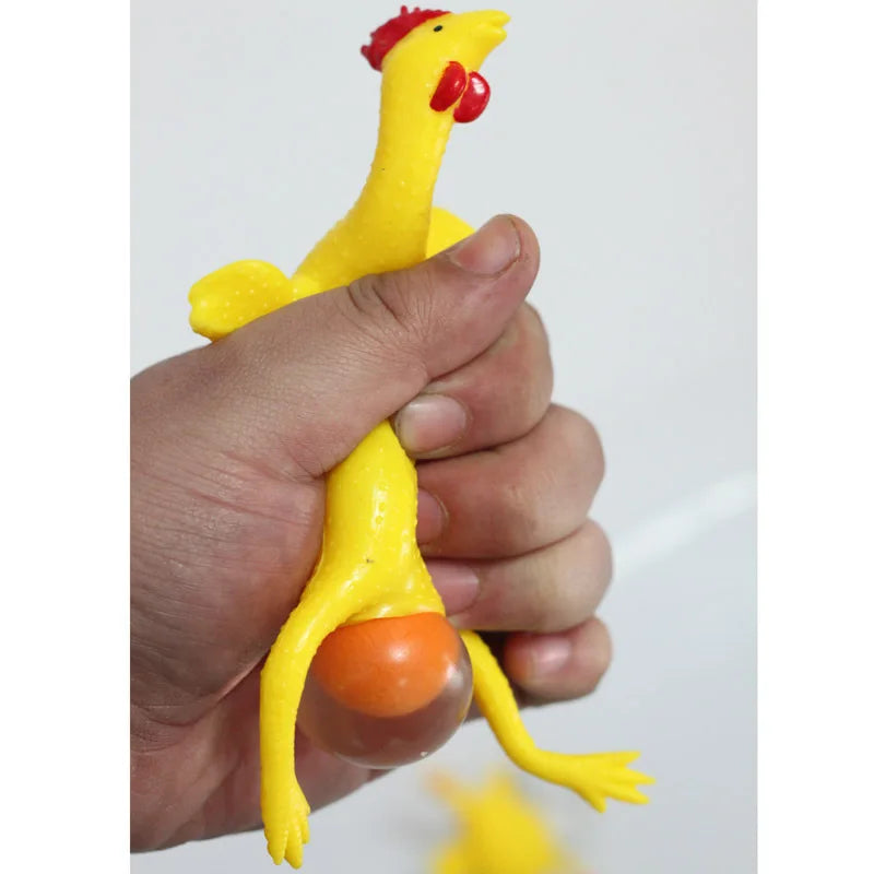 1PC Funny Fidgets Keychains Novelty Antistress Squeeze Laying Egg Chicken Toys Keyrin alternate view