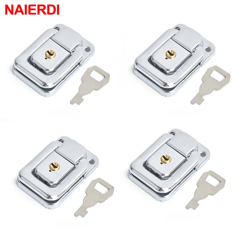 4PC NAIERDI-J105 Cabinet Box Locks Spring Loaded Latch Catch Toggle 27*63 Iron Hasps lifestyle view