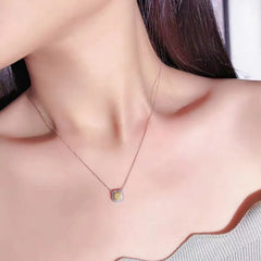 Huitan Women Pendant Necklace Inlaid Sparkling Yellow Cubic Zirconia Charming Party En close-up view