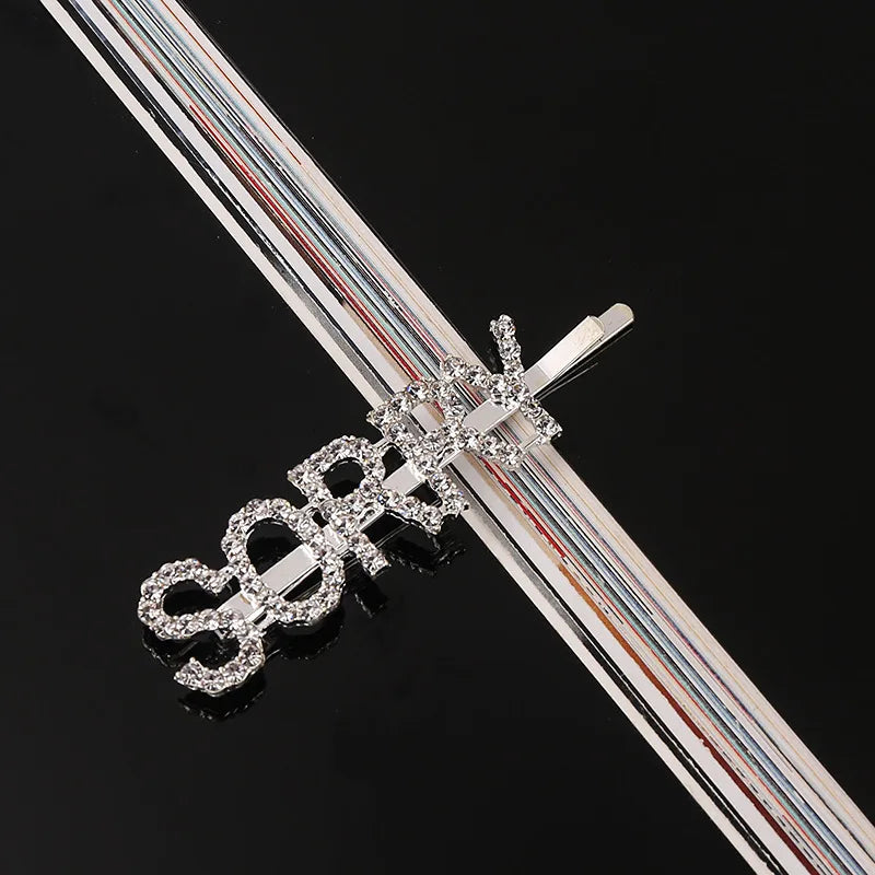 Simple Letter Rhinestone Hairpins Women Hair Clips Pins Barrettes Accessories For Women detail view