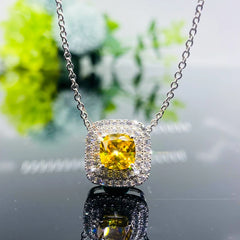 Huitan Women Pendant Necklace Inlaid Sparkling Yellow Cubic Zirconia Charming Party E alternate view
