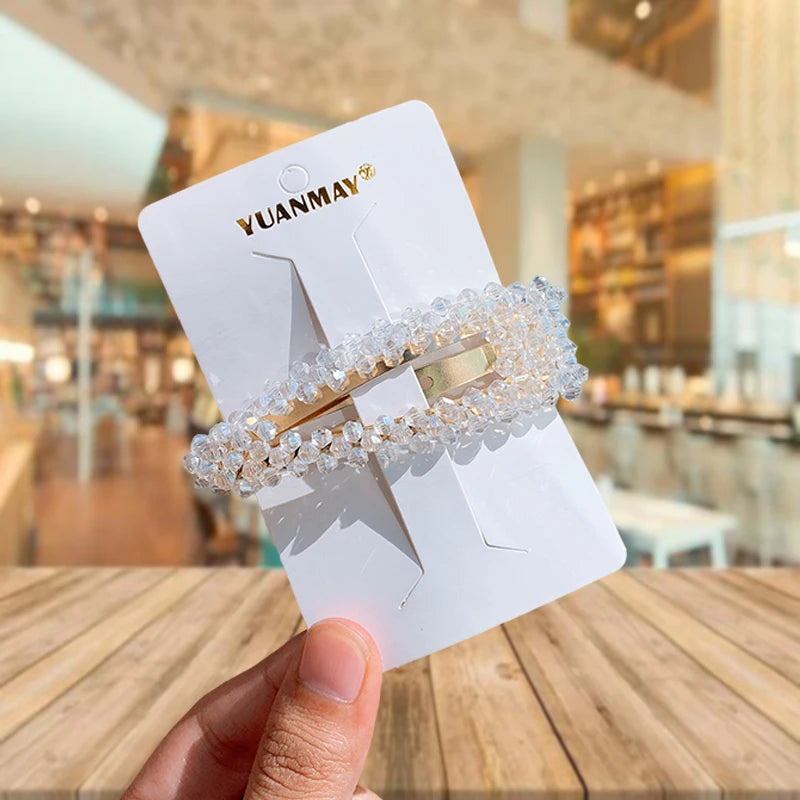 Fashion Women Rhinestone Hair Clips Full Crystal Hairclip Metal Ponytail Holder Hairpins Hair Accessories For Women